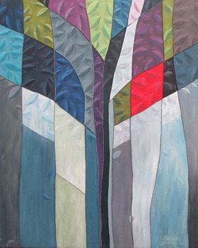  “Árbol No. 7”, 2017, Acrílico sobre tela costurada, 100 x 80 cm 